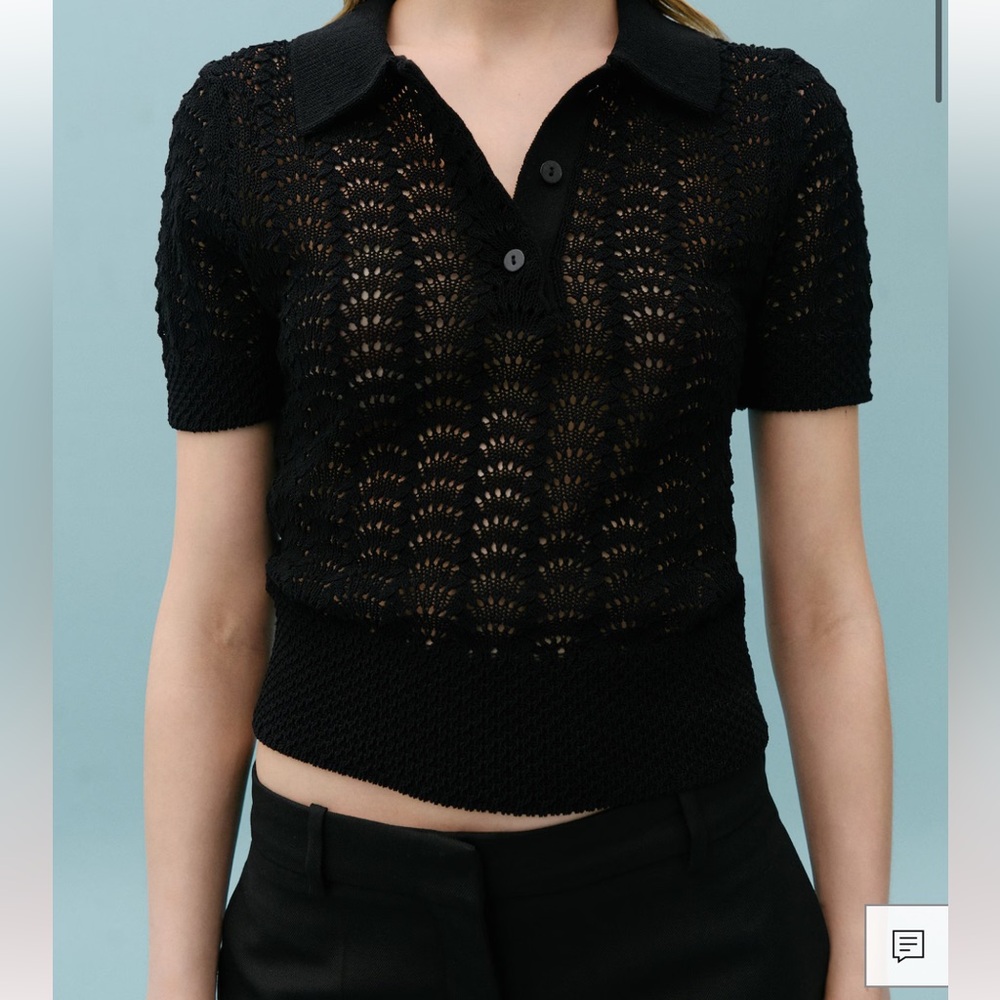 Victoria Beckham x mango Polo neck crochet sweater